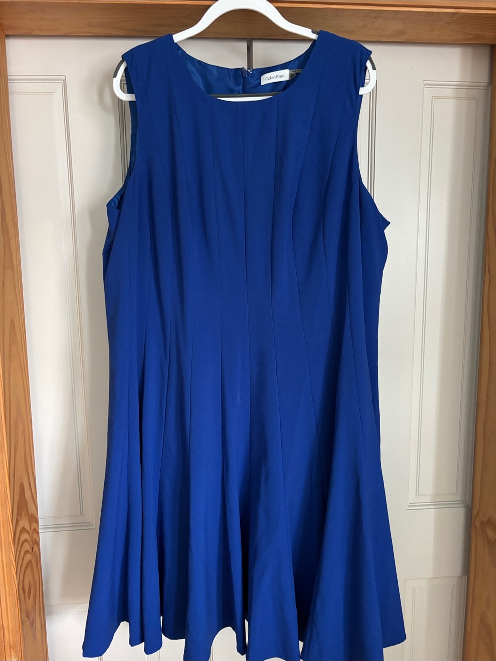 Calvin Klein Royal Blue Sleeveless Midi Flare Hem Dress Size 22W
